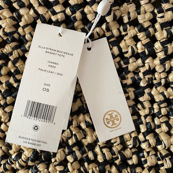 Tory Burch Ella Straw Box Weave Basket Tote. - Picture 10 of 16
